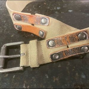 Cool Enorgje Leather Belt 36-38 Tan With Orange Tabs Linking To Next Section